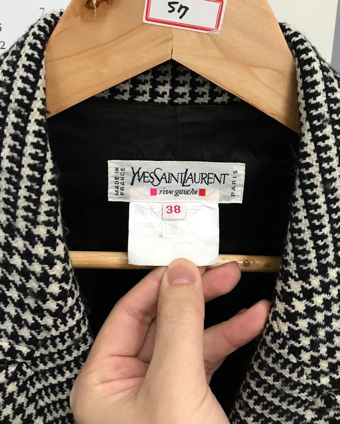 입생로랑 울 하운드체크 하프 코트 상품이미지3