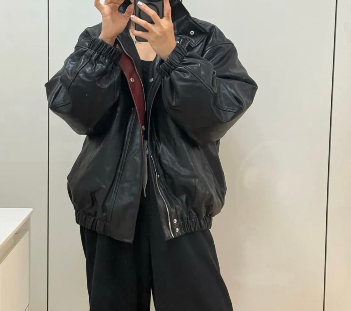 그라스플랜 레더 가죽 패딩 자켓 상품이미지3