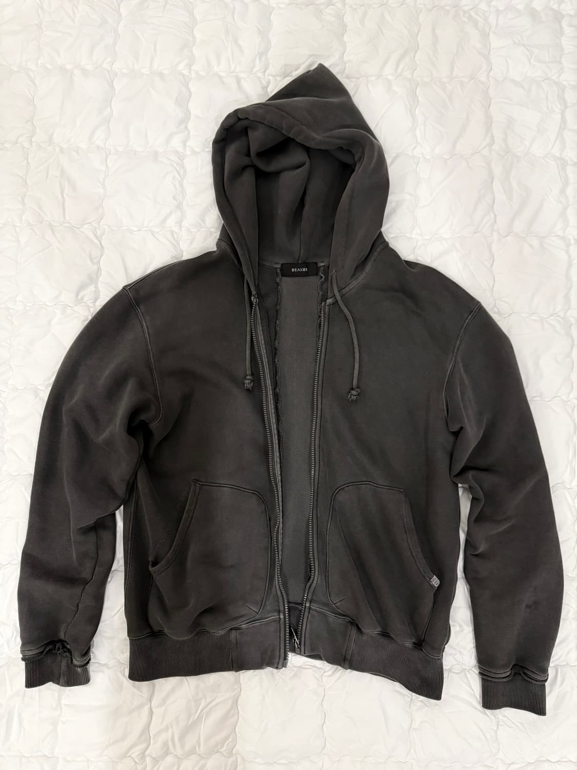 비이커 가먼트다잉 후드집업 그레이 상품이미지1