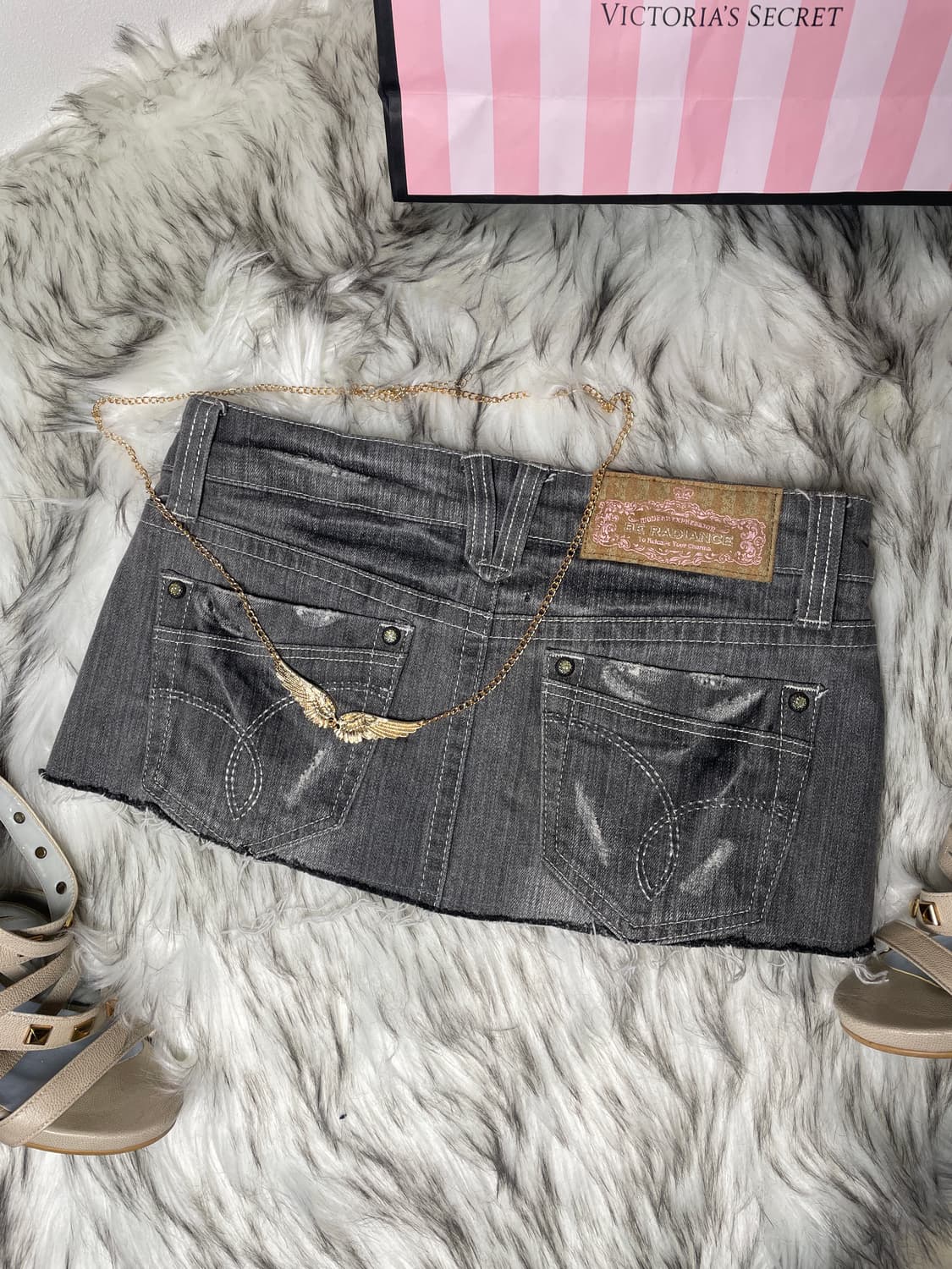 빈티지 그레이 데님 로우라이즈 스커트 상품이미지1