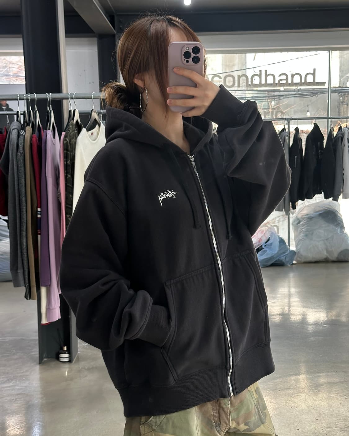 스투시 베이직 후드집업 블랙 상품이미지3