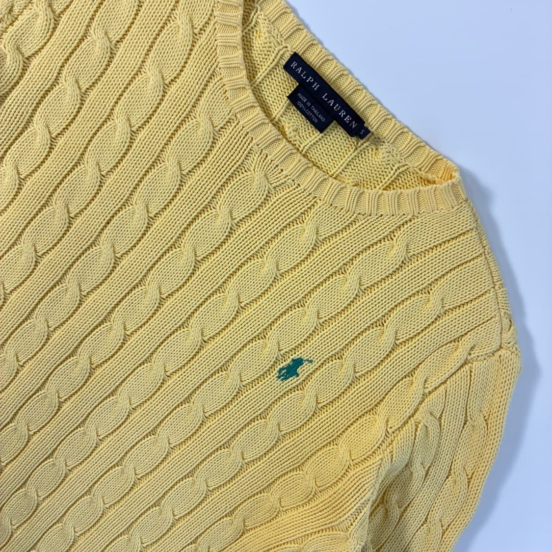 Polo  랄프로렌 자수 코튼 옐로우 꽈배기 니트 상품이미지3