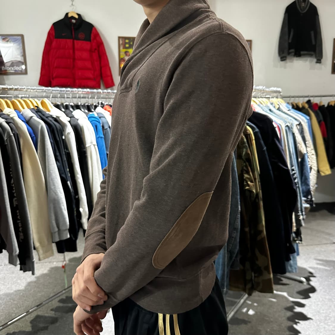 폴로 랄프로렌 브라운 엘보우패치 숄카라 니트 상품이미지5