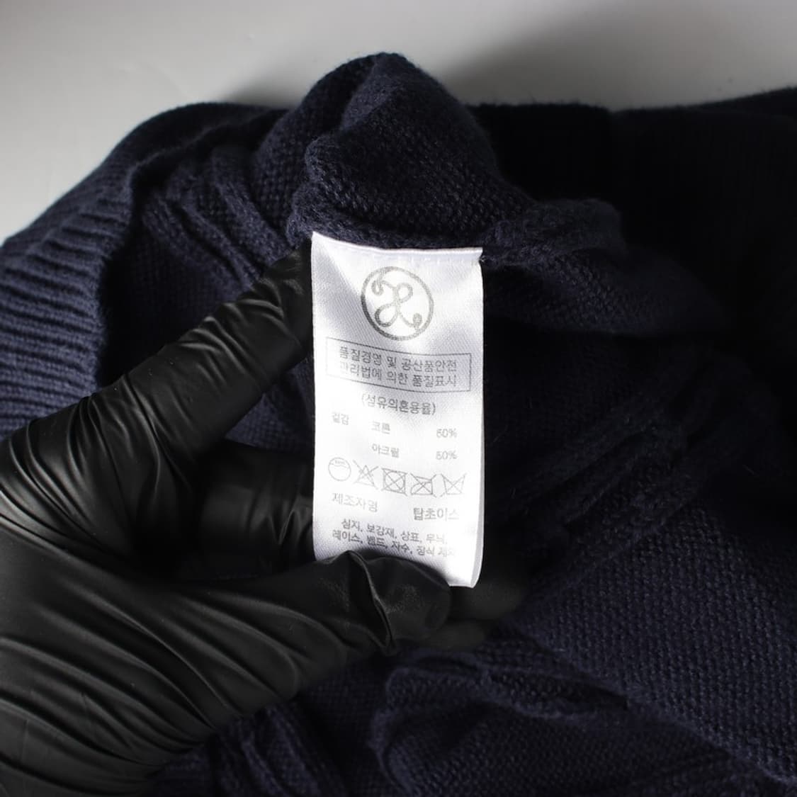 엑스톤즈 케이블 조직 카라 반팔 니트 네이비 M 상품이미지6