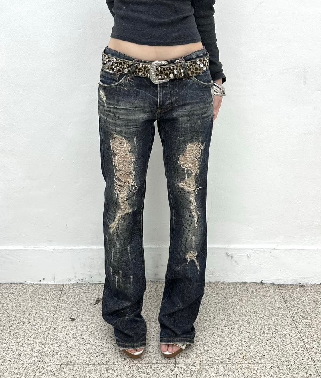 Manalia painting washed bootscut jeans 상품이미지2