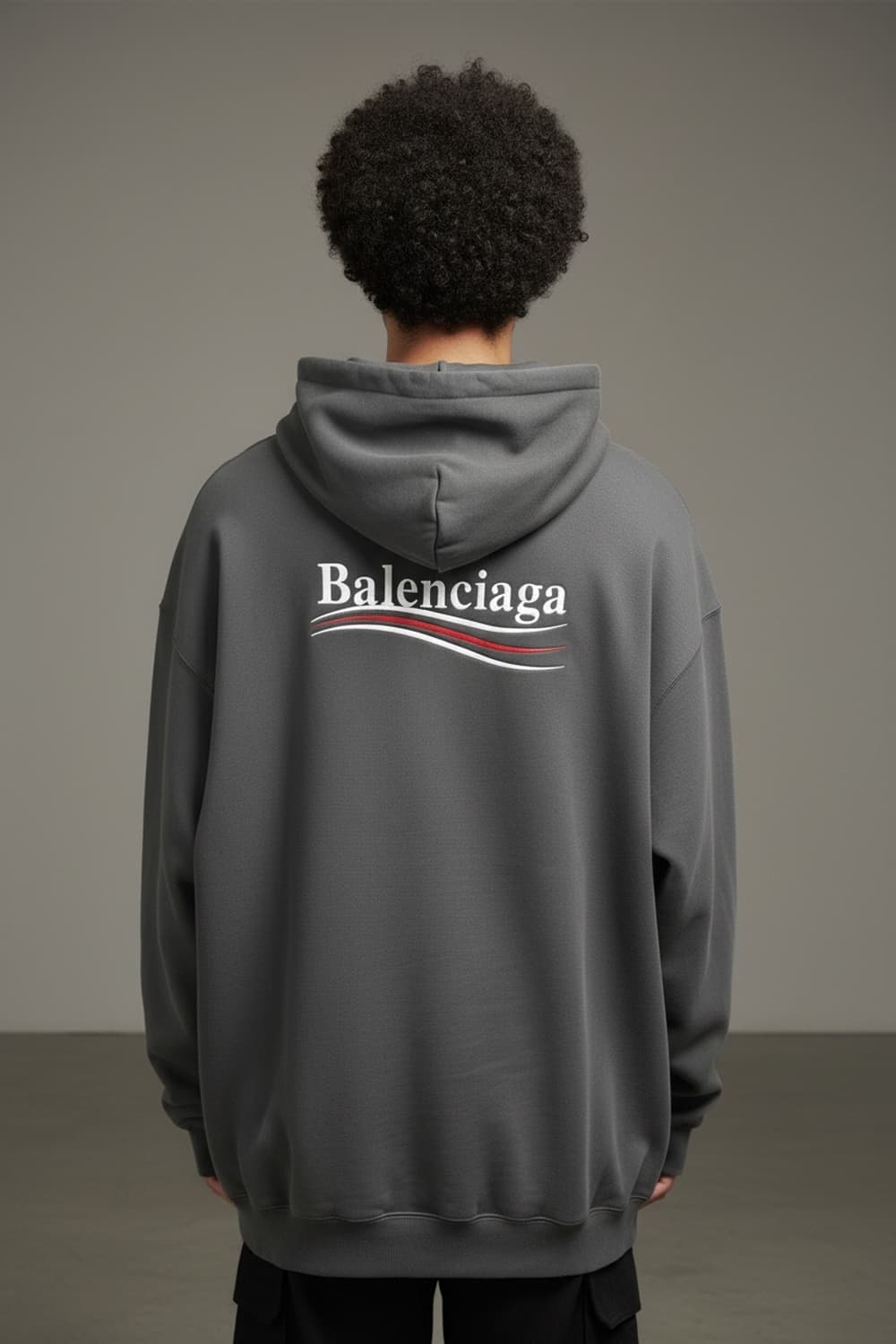 XS/ 발렌시아가 자수 웨이브 로고 후드티 상품이미지1