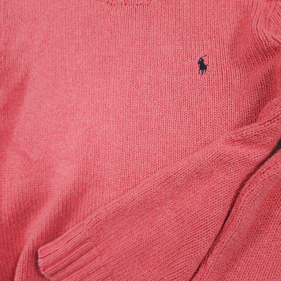 M(95) 폴로 랄프로렌 크루넥 코튼 니트 핑크 상품이미지5