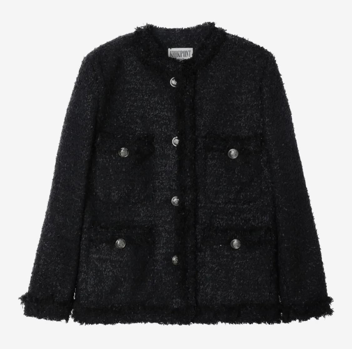 새상품) 카키포인트 앤틱 롱 트위드 자켓 블랙&화이트 상품이미지1