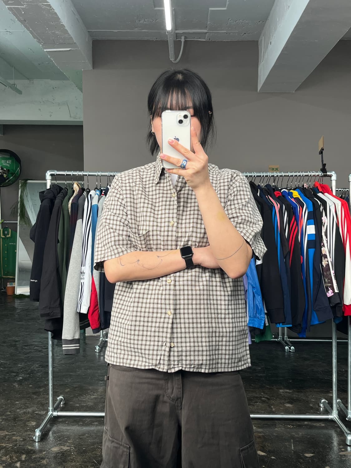 디키즈 크롭 체크 반팔 셔츠 상품이미지2