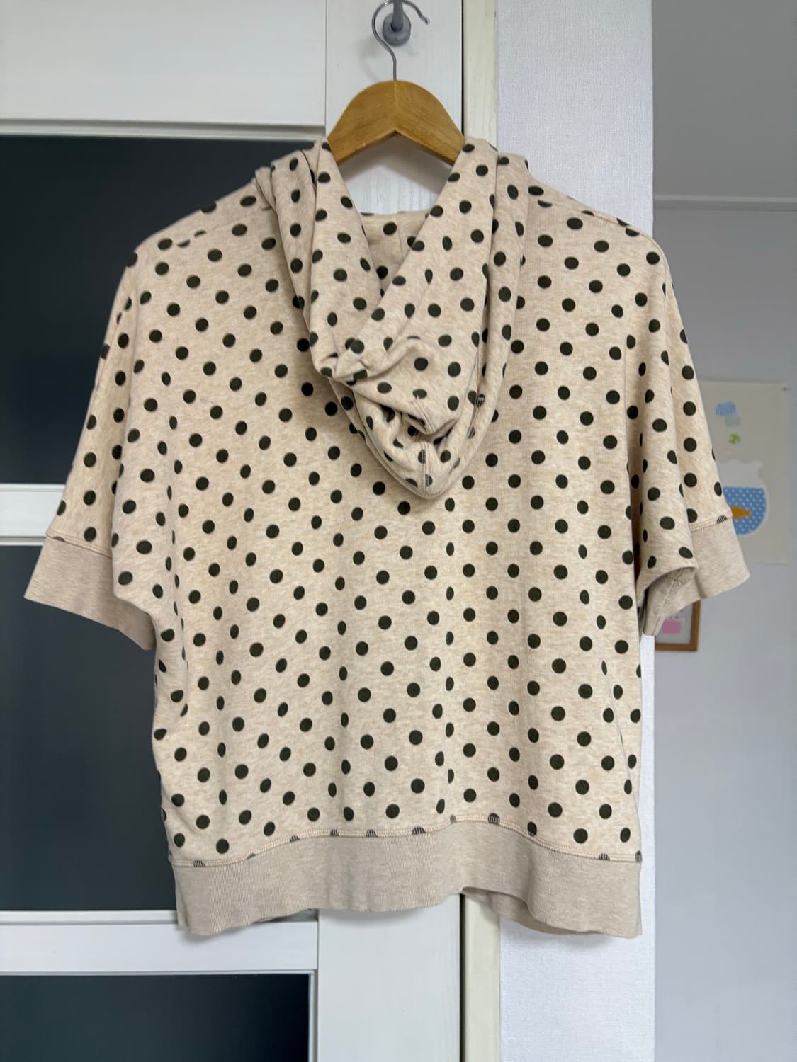 베이지 도트 반소매 후드집업 상품이미지5