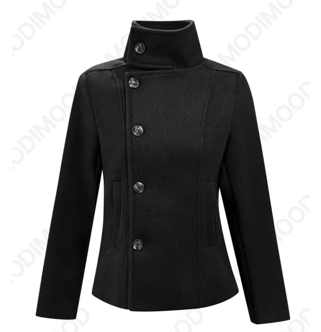 슬림핏 하프 더블 하이넥 모직코트 상품이미지1