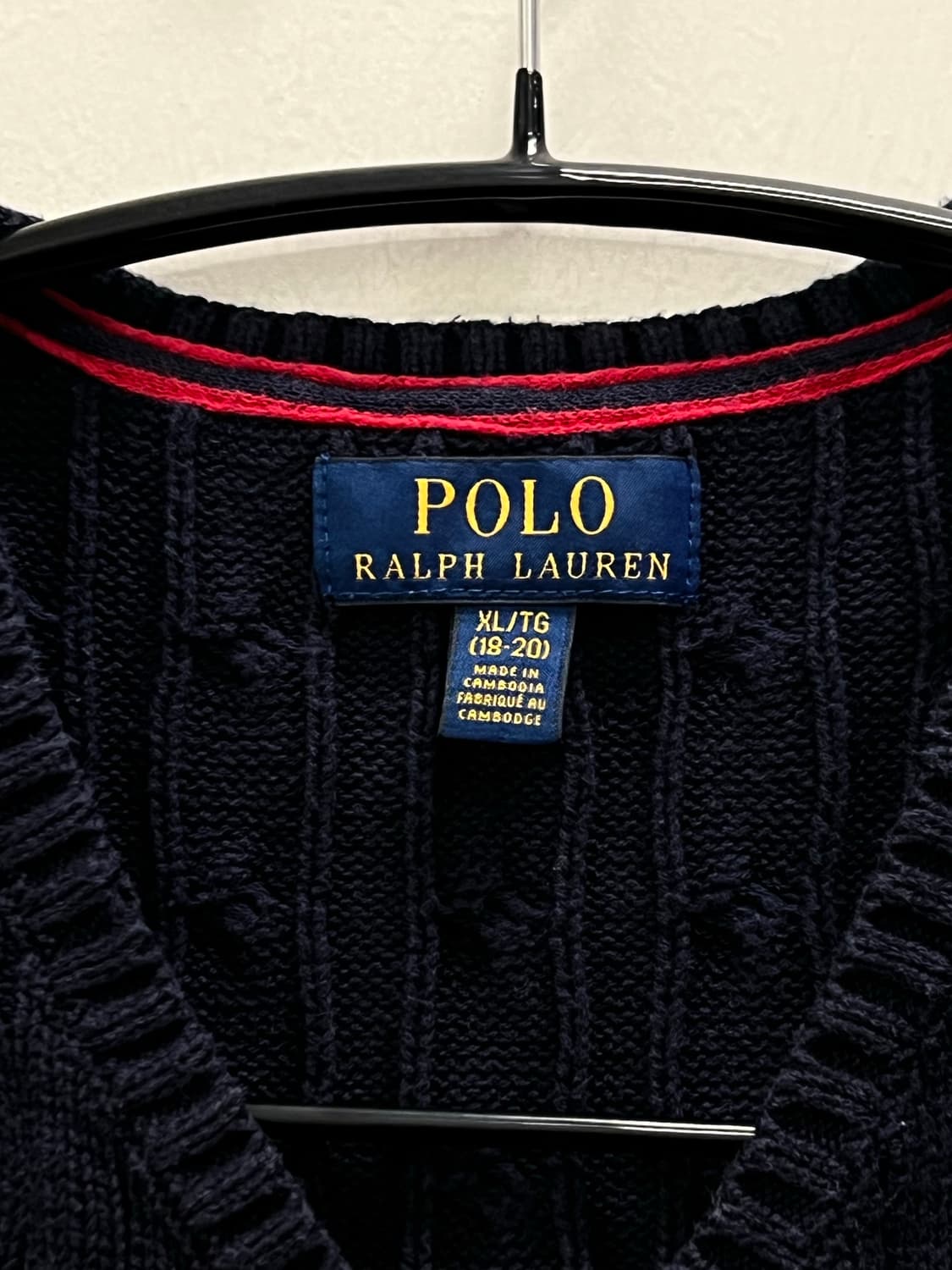 폴로랄프로렌 키즈/우먼스 케이블 꽈배기 니트 조끼 네이비 상품이미지4