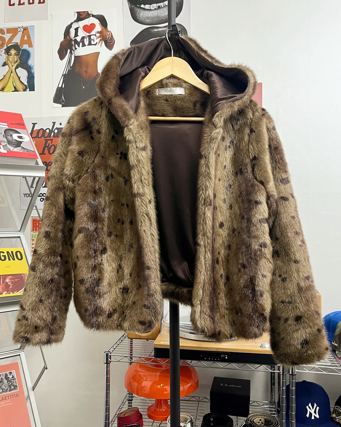 올드 빈티지 레오파드 퍼 후드 자켓 상품이미지5