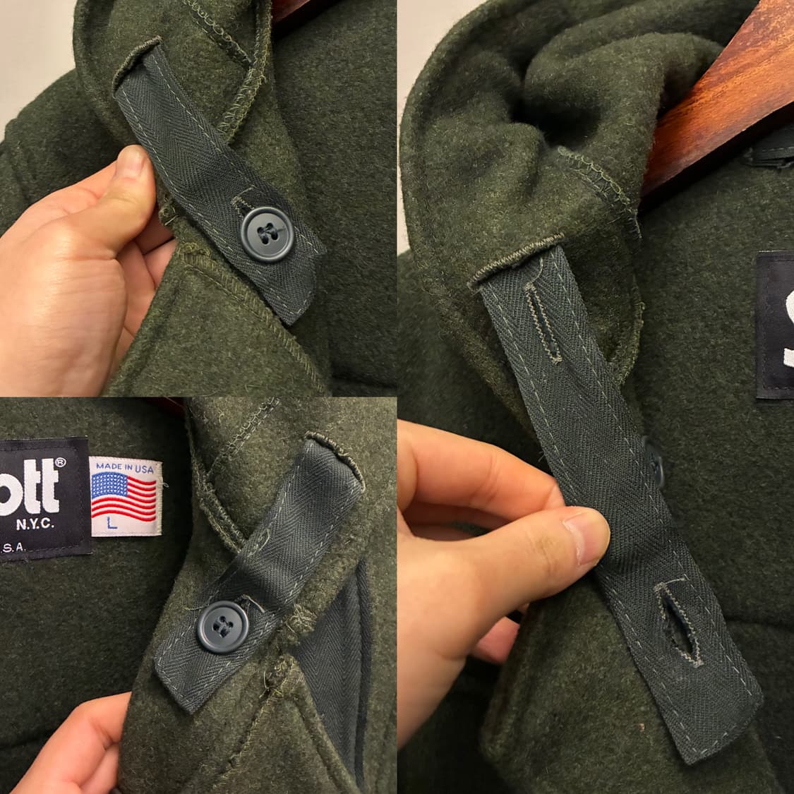 (L/105)Schott USA 쇼트 울 더플코트 떡볶이코트 올리브그린 상품이미지8