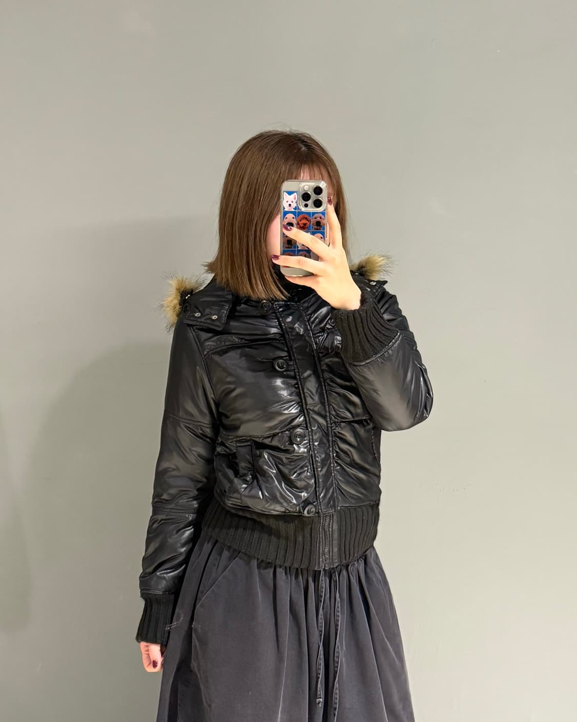 hood fur n2b button-up detail padding 상품이미지1