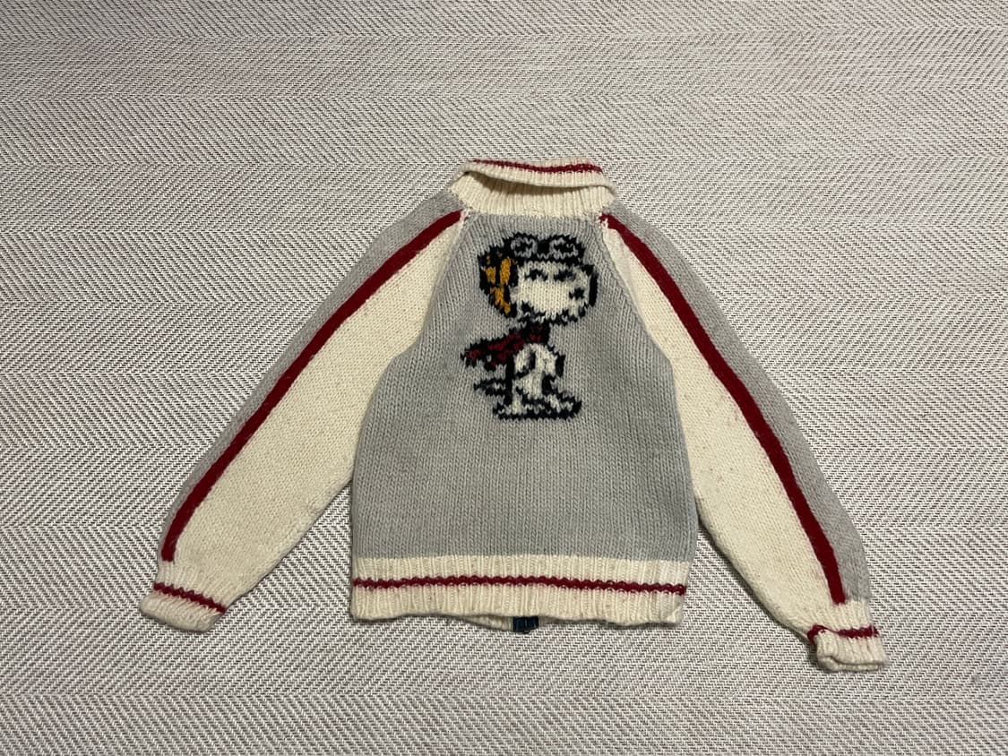 피너츠 x 스누피 파일럿 캐나다 해비 울 니트 집업 J03267 상품이미지1