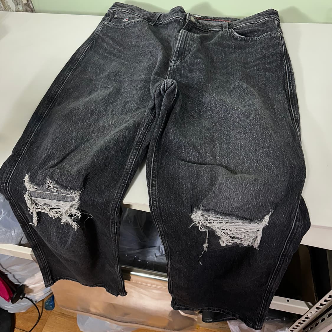 34 XL 타미진스 와이드핏 빈티지블랙워시드 데님팬츠 상품이미지3