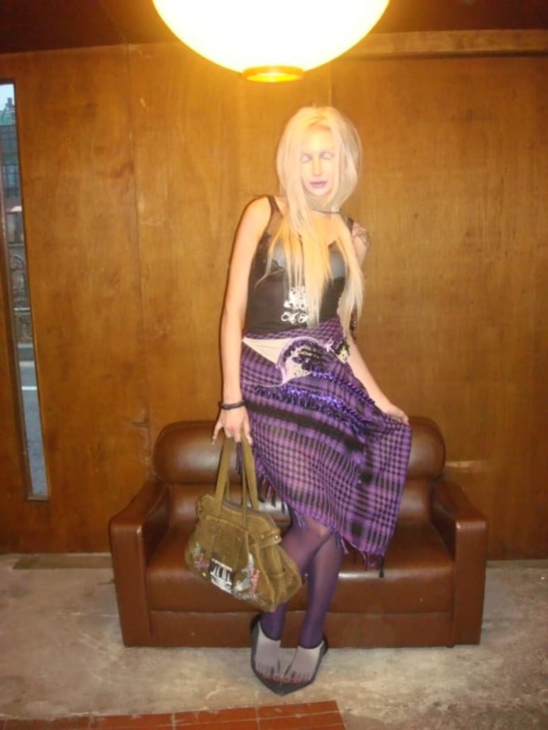 Purple check layered sk 상품이미지4