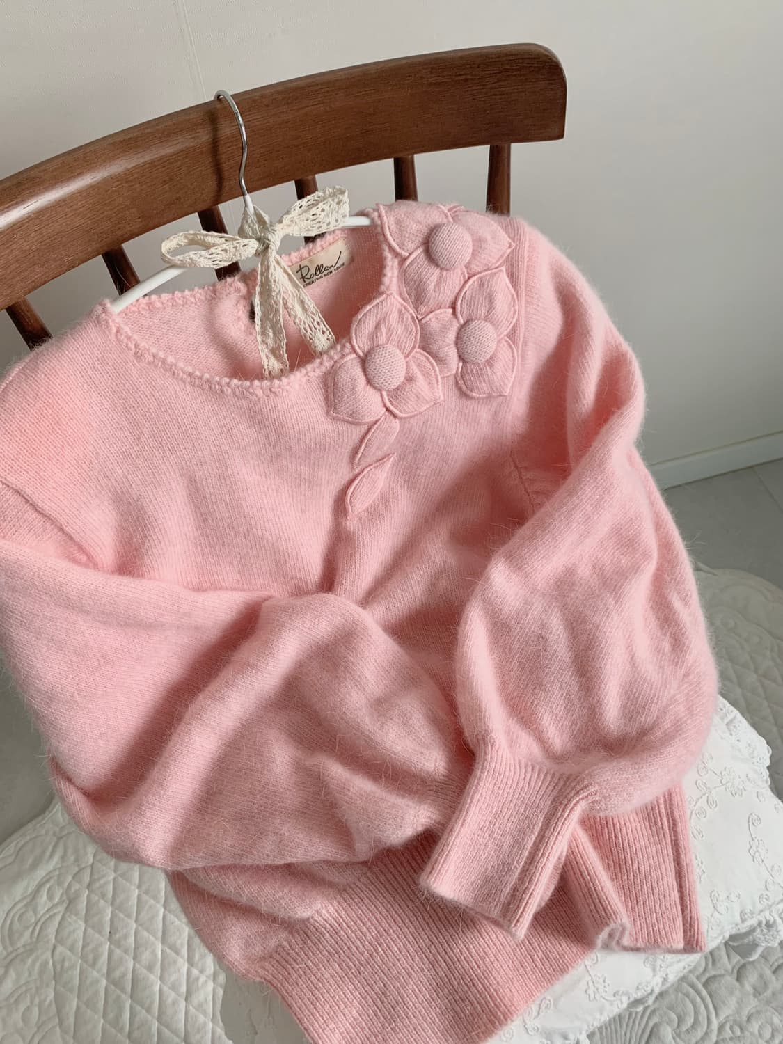 울90 핑크 패치 니트 상품이미지3