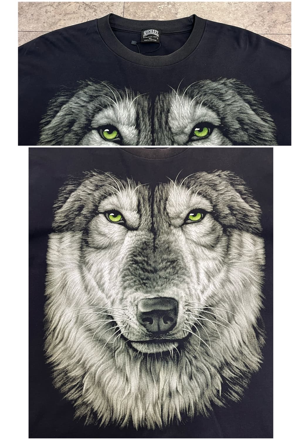 빈티지 울프 프린팅 긴팔티 블랙 XL #csz3661 상품이미지5