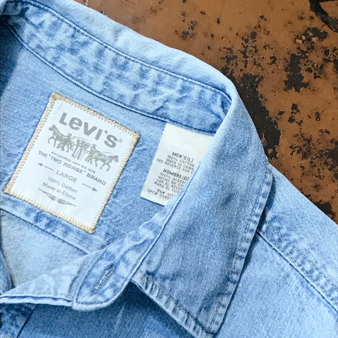 90s 리바이스 투포켓 연중청 데님 셔츠 남성 110 사이즈 상품이미지4