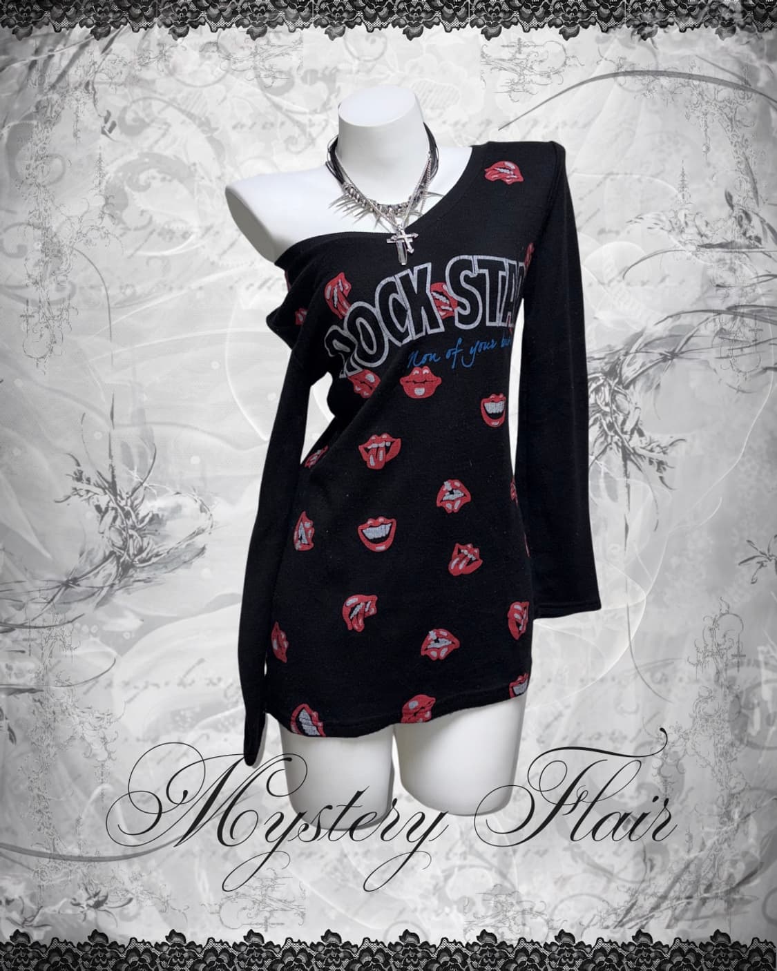 00s 세실맥비 cecil mcbee 입술 프린팅 롱슬리브 원피스 상품이미지1