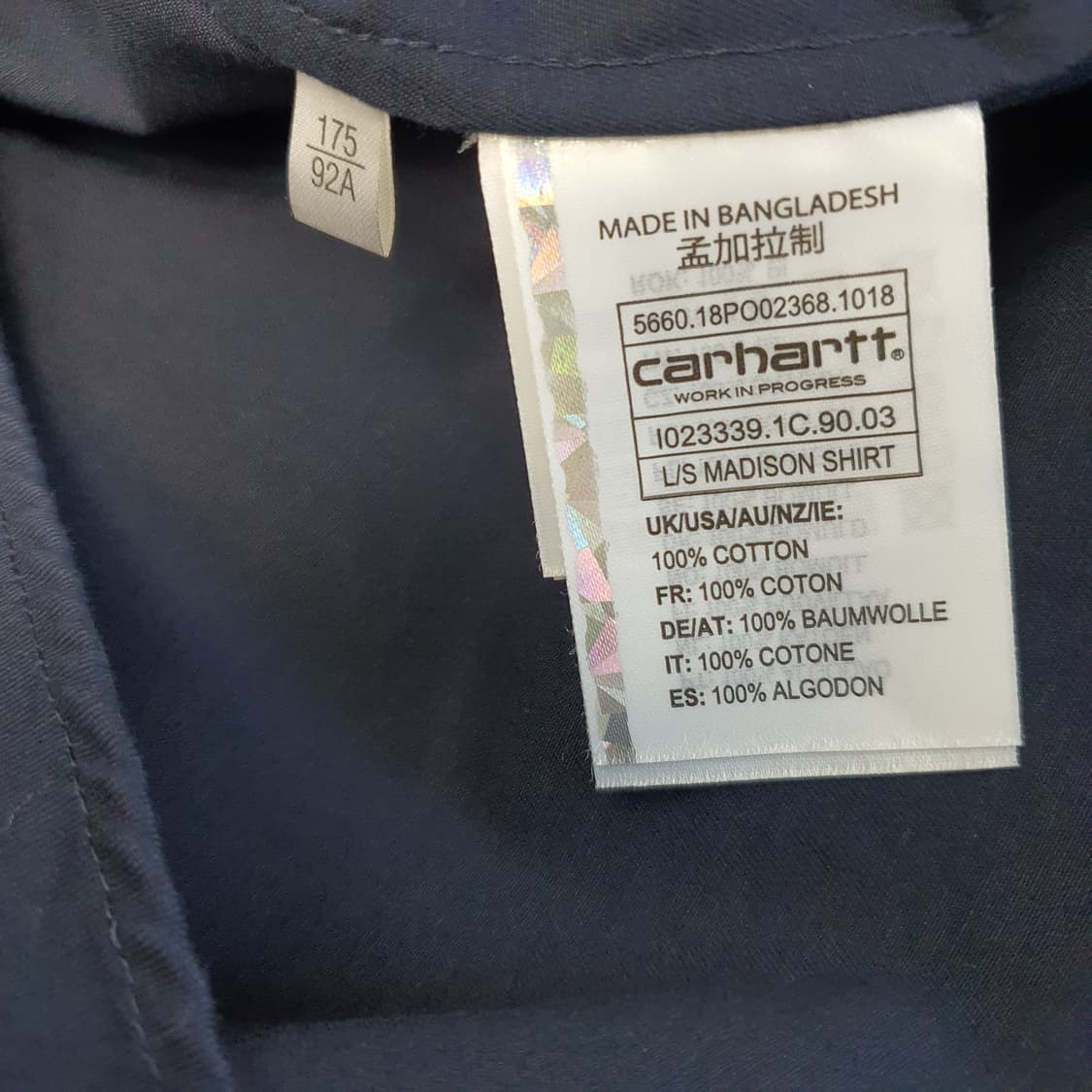 칼하트 WIP 매디슨 셔츠 남자95~100 상품이미지6