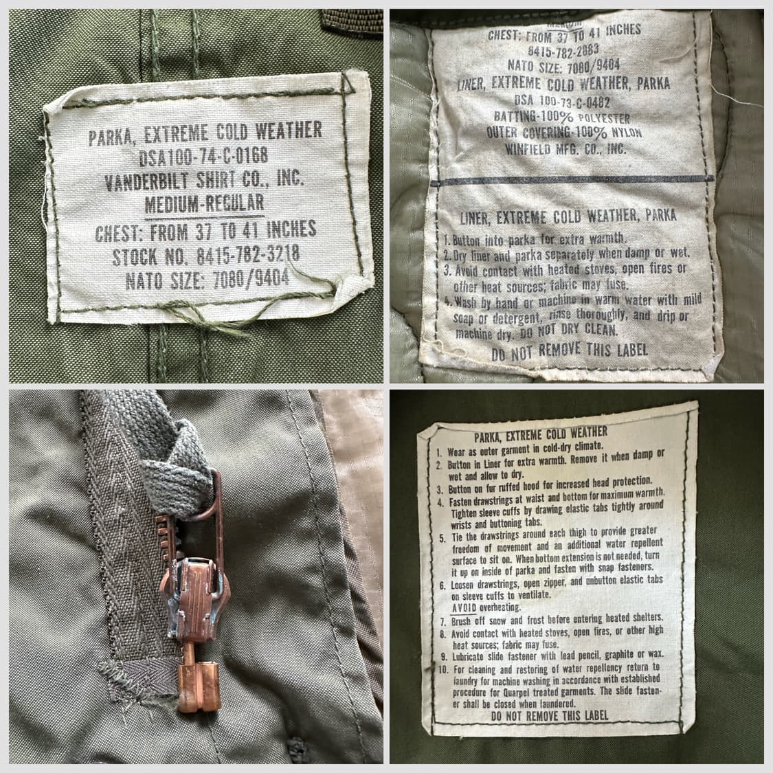 70s 미군 오리지널 M65 피쉬테일 파카 라이너 포함 M 상품이미지6