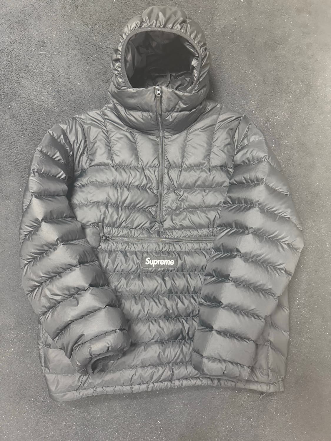 슈프림 마이크로 다운 하프 집 후드 풀오버 블랙 L 상품이미지1