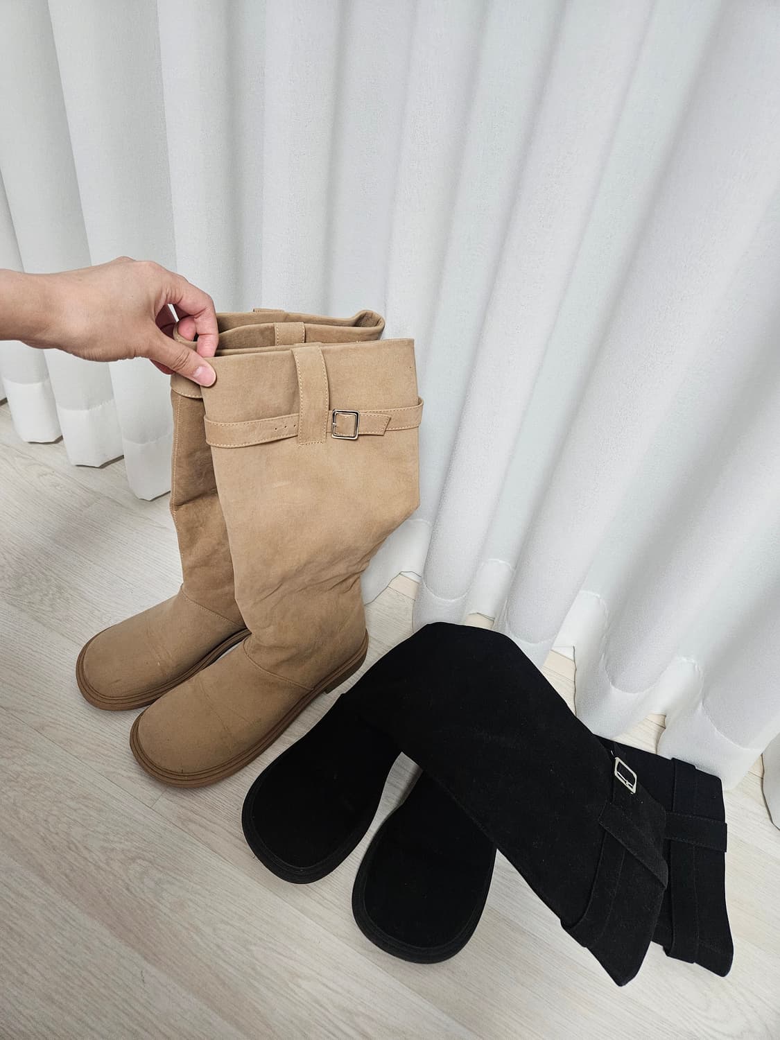 스웨이드 버클 롱부츠 245mm 상품이미지1