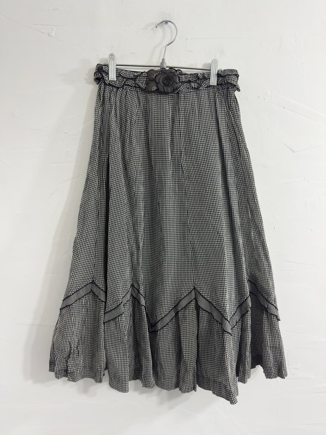 belt check design skirt 상품이미지1