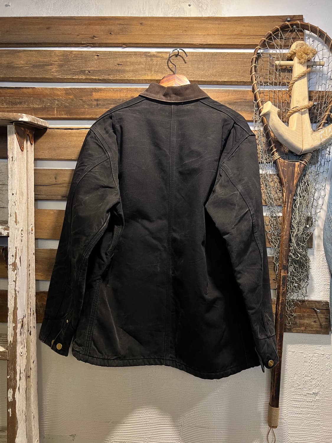 [XL]90's 칼하트 USA Made 빈티지 워싱 블랙 초어 워크 자켓 상품이미지8