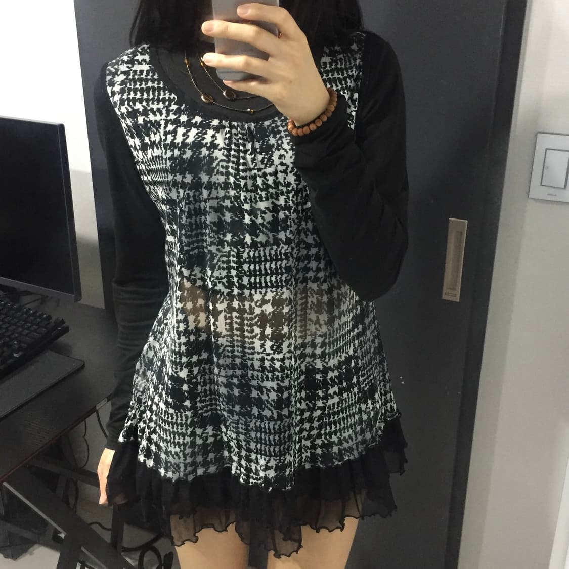 Ft.collection 시스루 괴짜 레이어드 프릴 레이스 갸루 원피스 상품이미지1