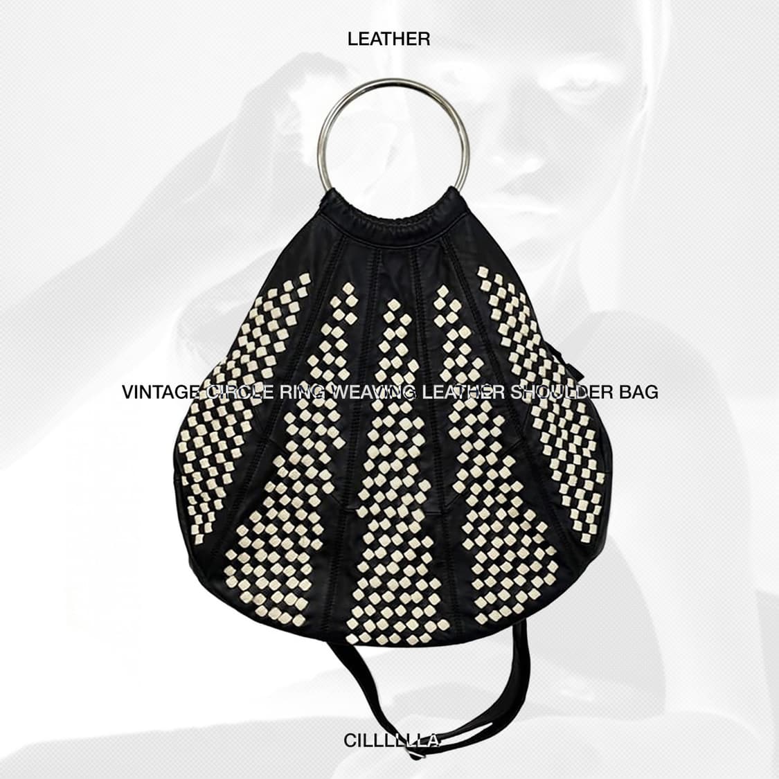 빈티지 서클 링 위빙 레더 숄더 백 상품이미지1