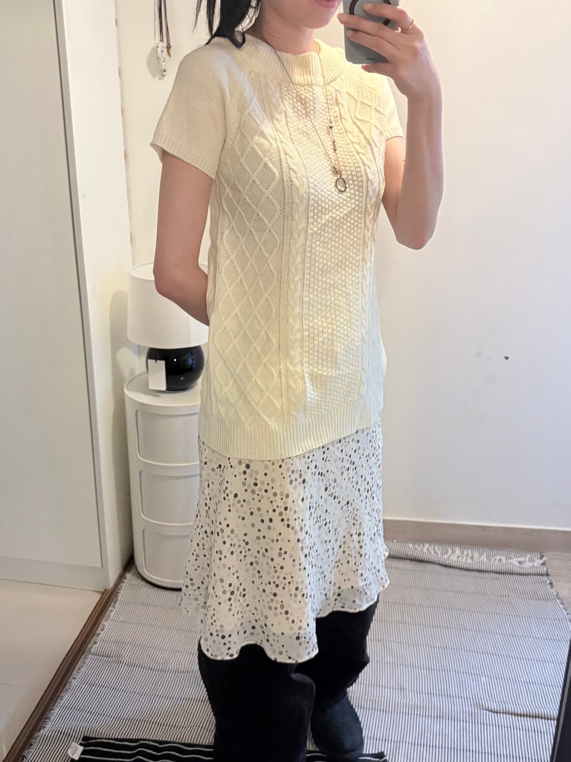 Ivory Polka Dot Japanese Vintage Skirt 상품이미지3