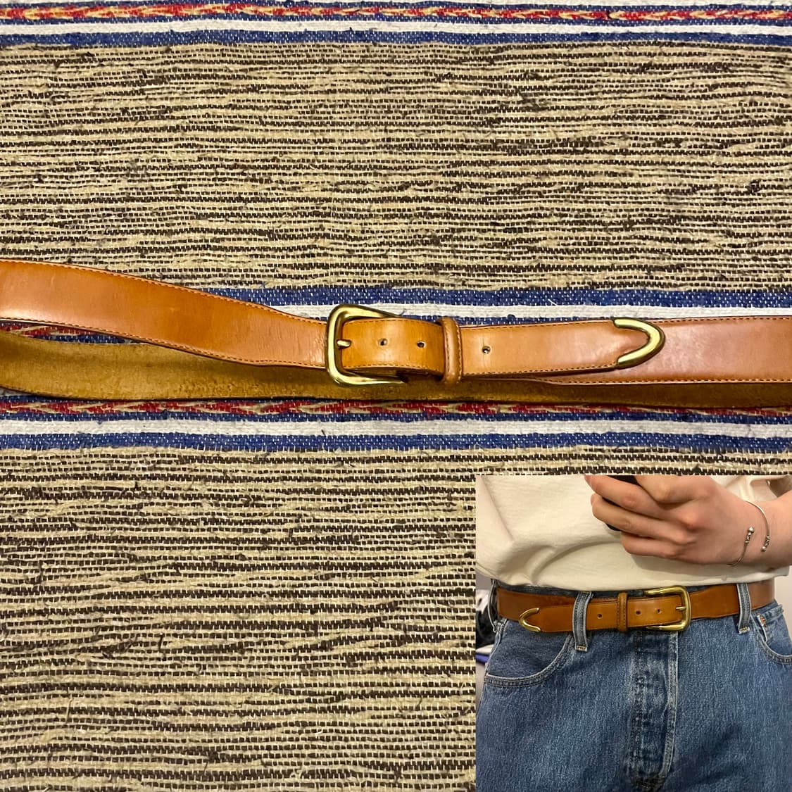 (36~40)USA SEBAGO 리얼레더 빈티지 웨스턴벨트 가죽벨트 상품이미지1
