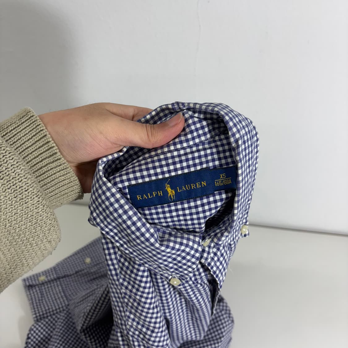 90 S 폴로랄프로렌 네이비 기본로고 체크셔츠 남방 상품이미지5