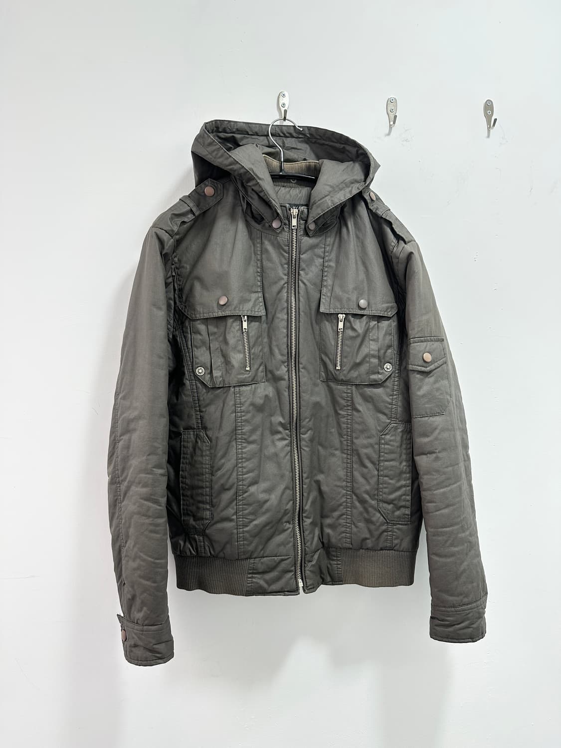 Grunge khaki brown multi pocket bomber 상품이미지5