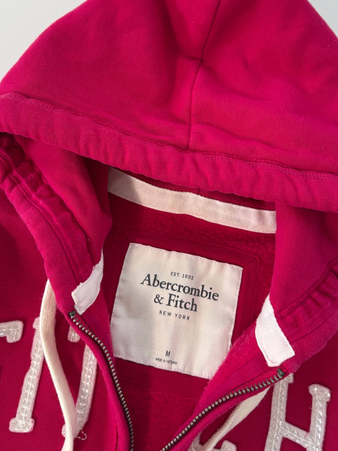 아베크롬비 00‘s 패치 빅로고 핑크 스웻 후드집업 상품이미지4