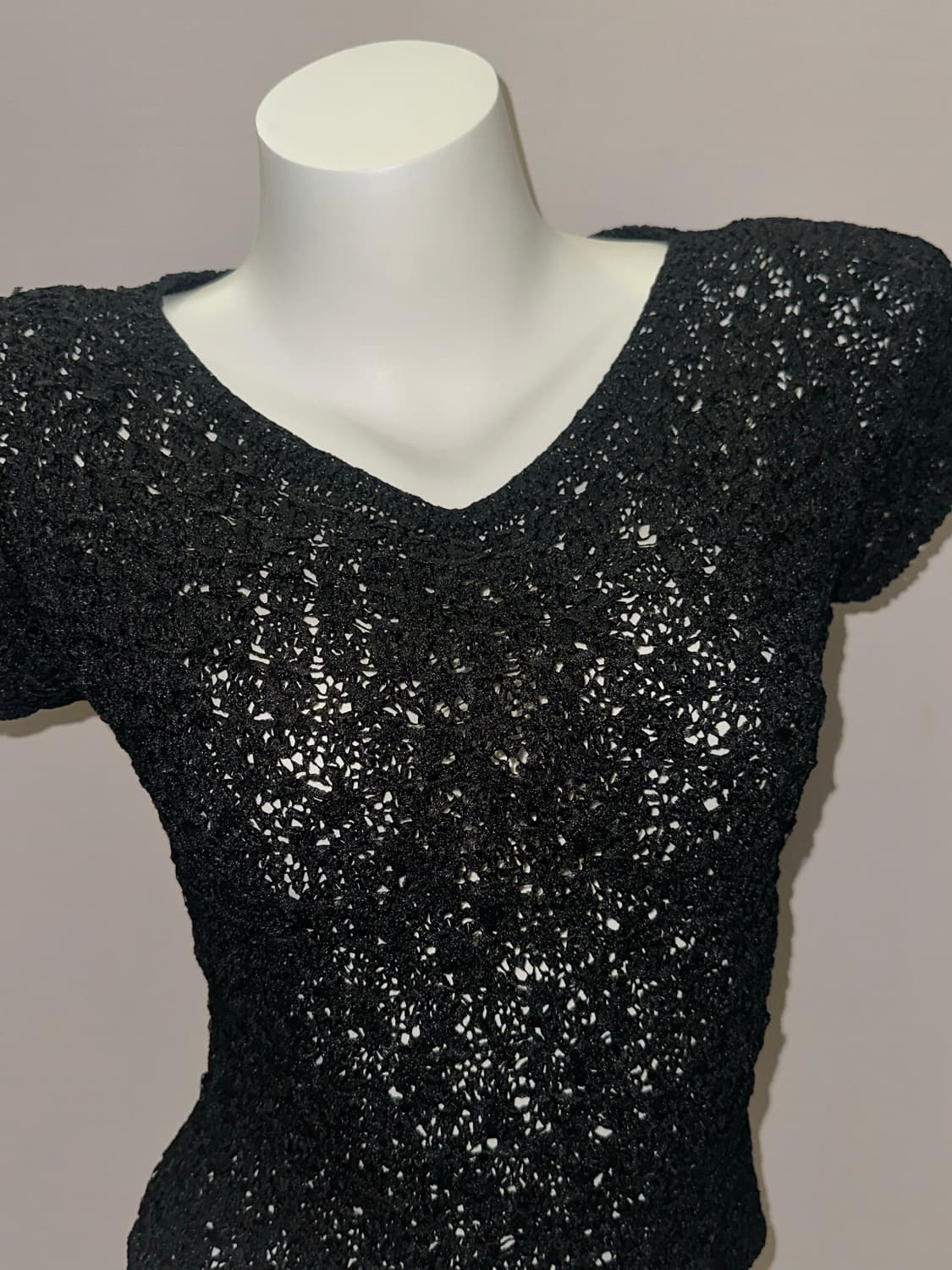 빈티지 크롭 블랙 니트 탑 상품이미지3