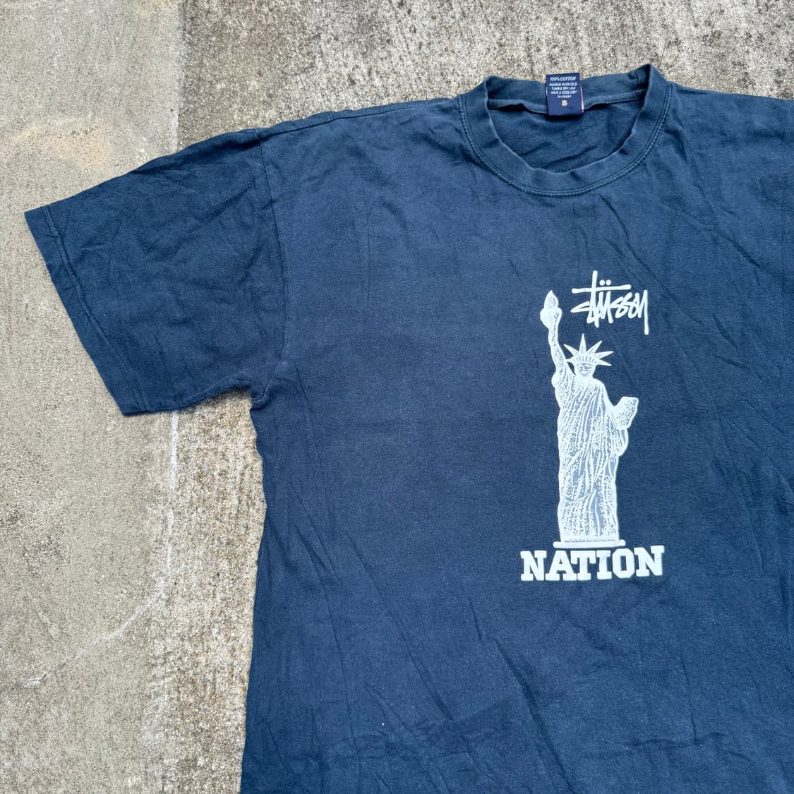 [L] 90s Stussy 스투시 스컬헤드 자유의 여신상 반팔 상품이미지3
