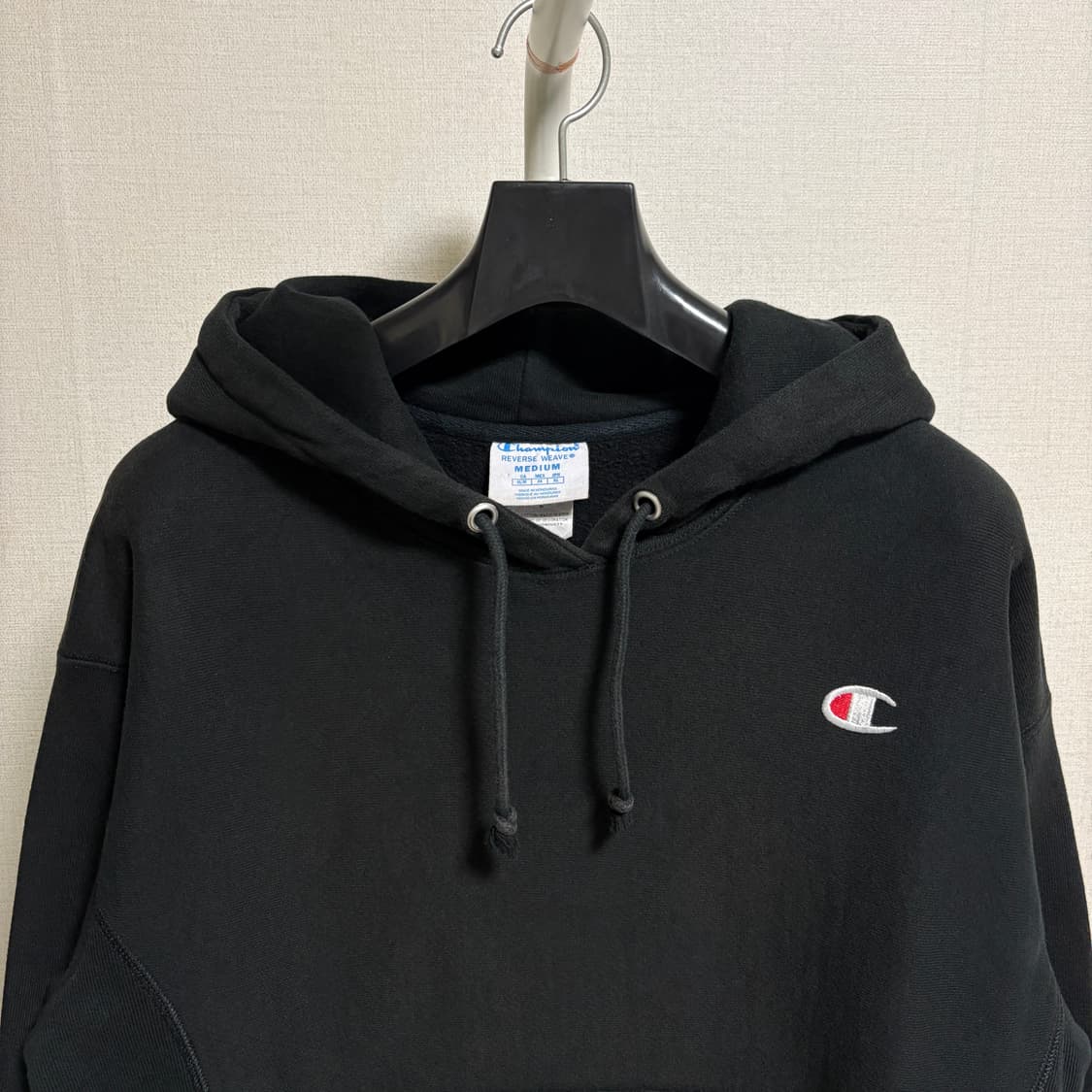 챔피온 리버스위브 기모 로고 후드티 / 블랙, M 상품이미지2