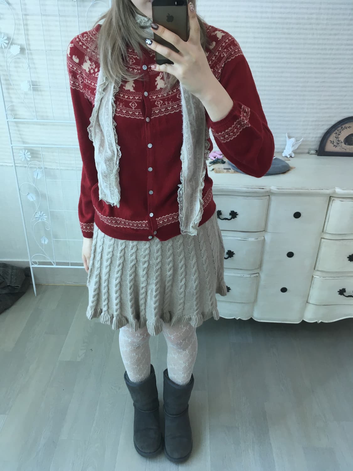 얼스뮤직 레드 래빗 패턴 가디건 상품이미지6