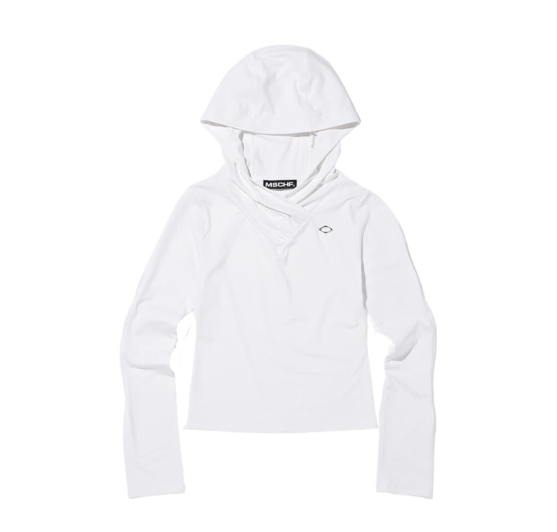 미스치프 후디드 시어링 오버랩 탑 화이트 집업 후드티 상품이미지1
