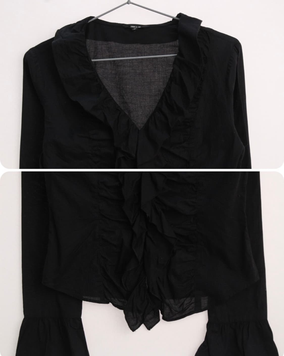 Comme ca ism 꼼사이즘 검정색 프릴 빈티지 블라우스 상품이미지2