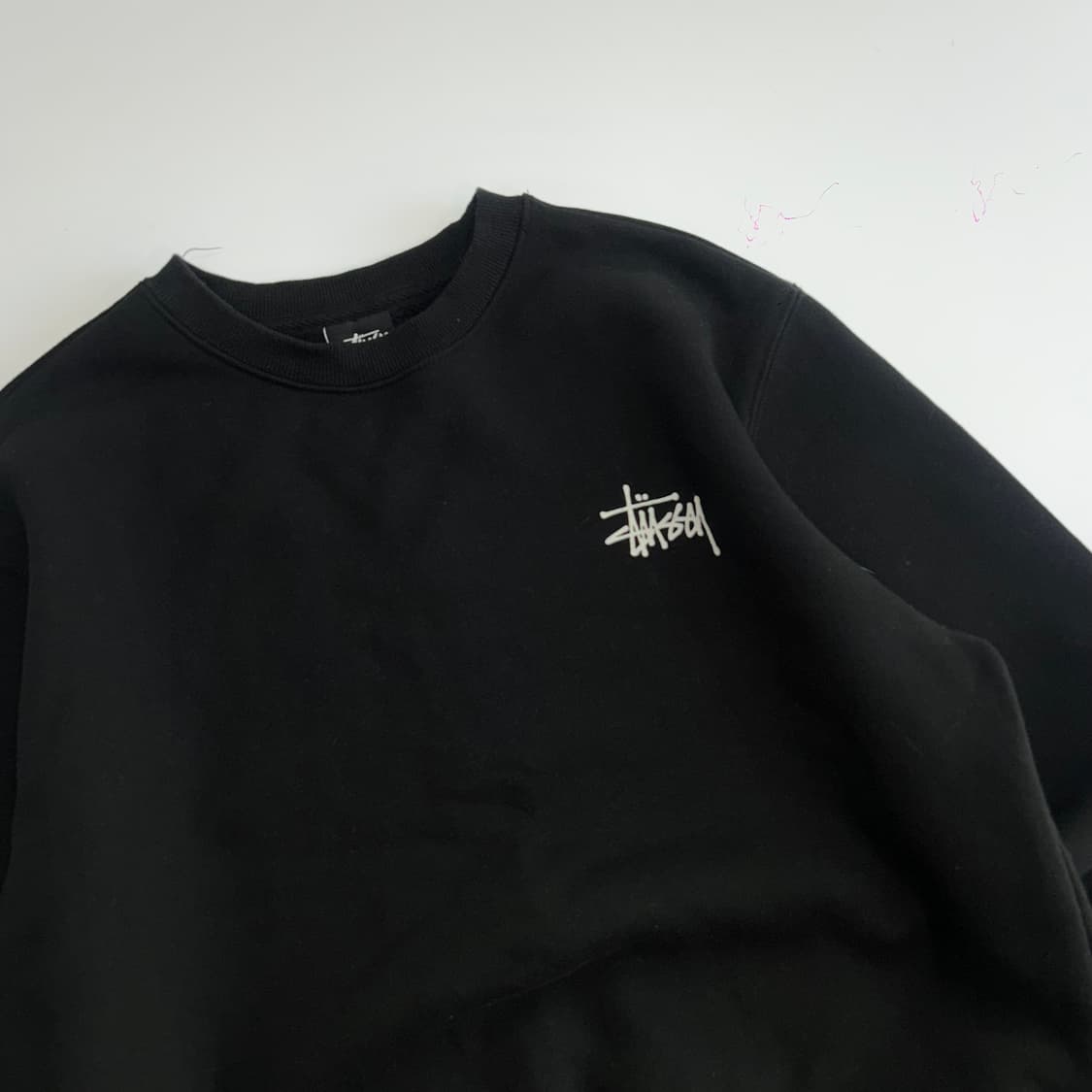 Stussy 스투시 백 로고 블랙 기모 맨투맨  상품이미지4