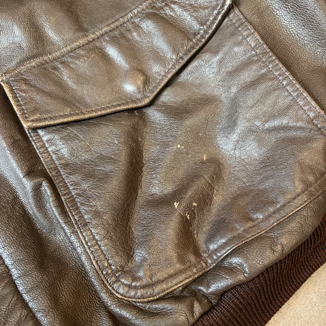 90s 90년대 미국 생산 L.L.bean A-2 레더 자켓 상품이미지4