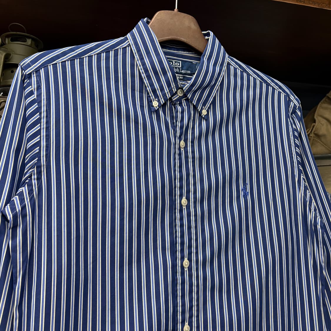 90s 폴로 랄프로렌 멀티 블루 스트라이프 버튼다운 셔츠 N795 상품이미지3