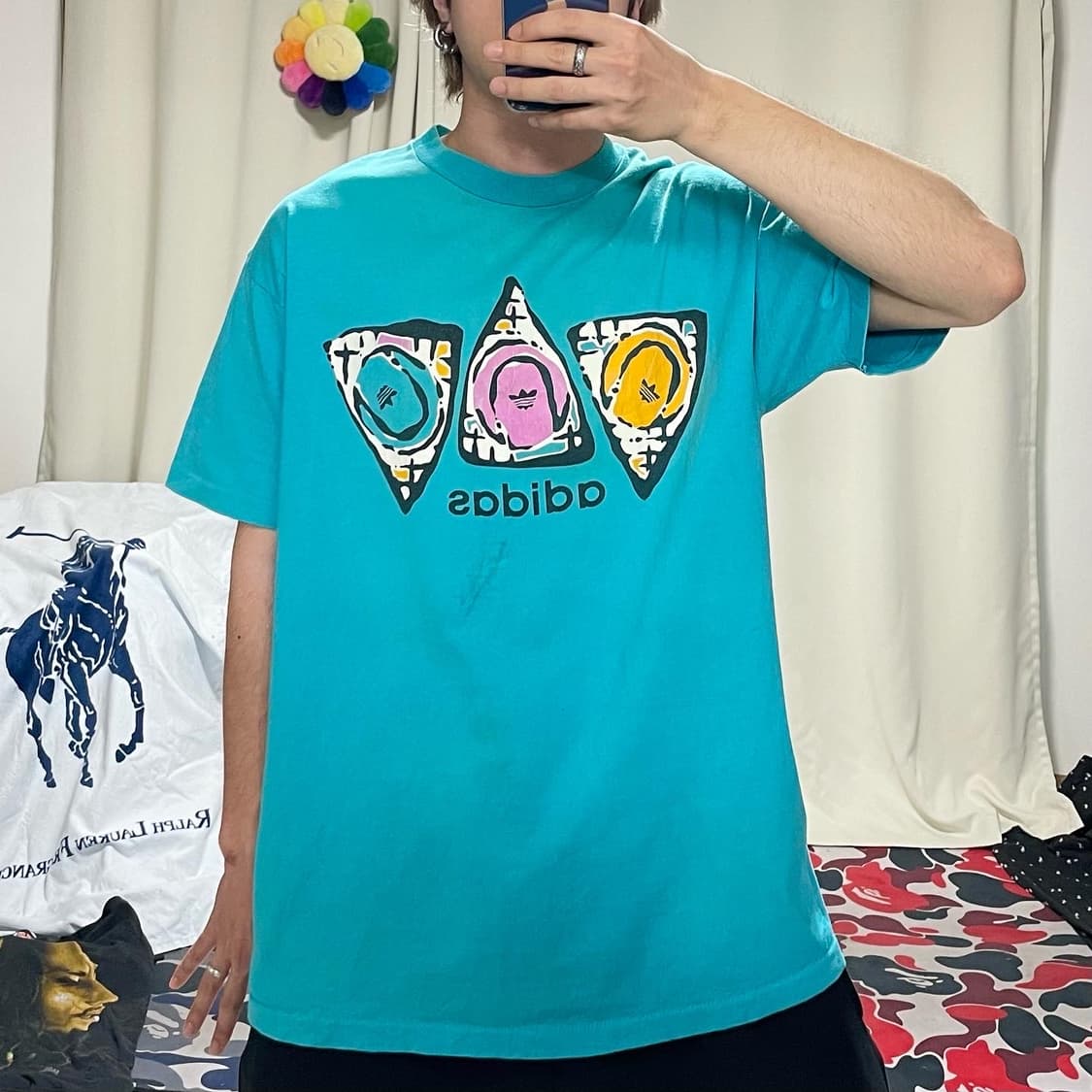 90년대 USA 아디다스 싱글스티치 티셔츠 상품이미지1