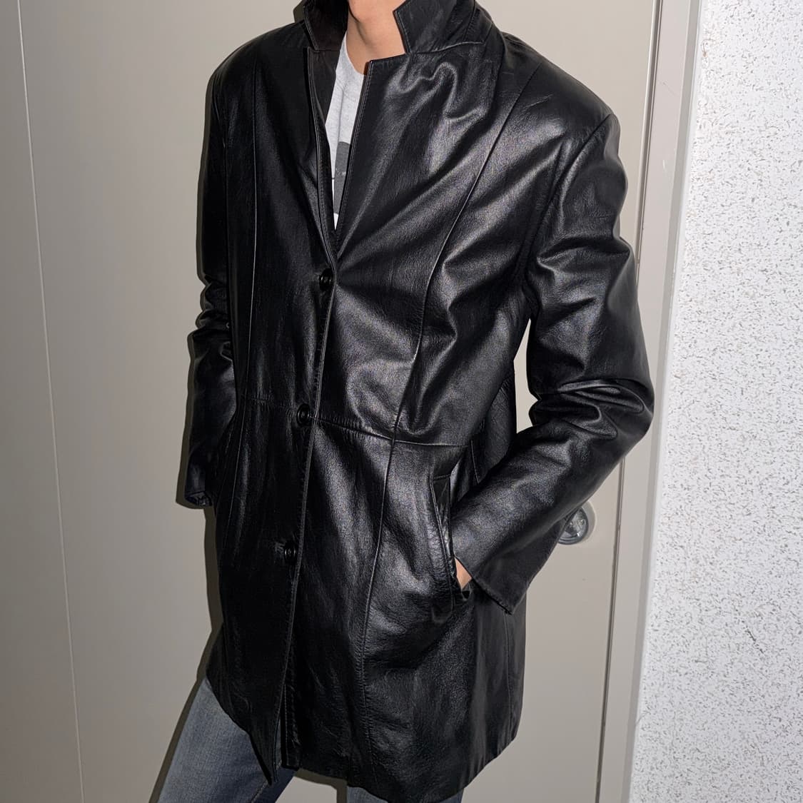 레더 슬림 카코트 상품이미지1